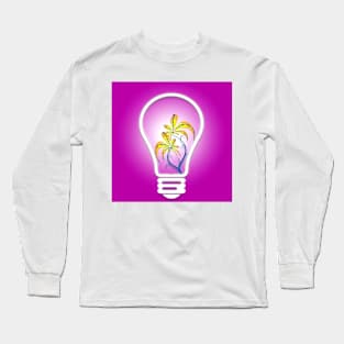 A digital flower inside a bulb. Long Sleeve T-Shirt